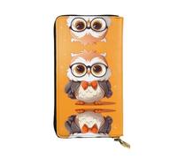 WZYWHJ Stylish Clever Owl Picture Leather Wallet - Long Clutch for Women, RDurable Material, 12 Card Slots, Zipper Compartments