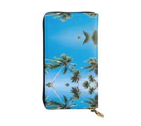 WZYWHJ Stylish Coconut Grove By The Sea Printing Leather Wallet - Long Clutch for Women, RDurable Material, 12 Card Slots, Zipper Compartments, Black, One Size