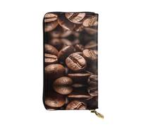 WZYWHJ Stylish coffee beans Picture Leather Wallet - Long Clutch for Women, RDurable Material, 12 Card Slots, Zipper Compartments
