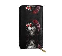 WZYWHJ Stylish Cold Dogs Picture Leather Wallet - Long Clutch for Women, RDurable Material, 12 Card Slots, Zipper Compartments