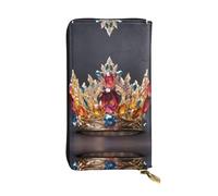 WZYWHJ Stylish Colored crystal crown Printing Leather Wallet - Long Clutch for Women, RDurable Material, 12 Card Slots, Zipper Compartments