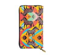 WZYWHJ Stylish Colorful Background Zebra Picture Leather Wallet - Long Clutch for Women, RDurable Material, 12 Card Slots, Zipper Compartments