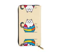 WZYWHJ Stylish Colorful cats Picture Leather Wallet - Long Clutch for Women, RDurable Material, 12 Card Slots, Zipper Compartments