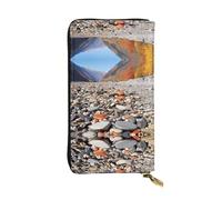 WZYWHJ Stylish Colorful Pebbles Printing Leather Wallet - Long Clutch for Women, RDurable Material, 12 Card Slots, Zipper Compartments, Black, One Size