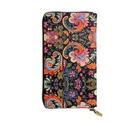 WZYWHJ Stylish Colorful Plant Patterns Picture Leather Wallet - Long Clutch for Women, RDurable Material, 12 Card Slots, Zipper Compartments