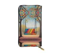 WZYWHJ Stylish Colorful swings Printing Leather Wallet - Long Clutch for Women, RDurable Material, 12 Card Slots, Zipper Compartments