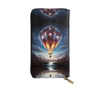 WZYWHJ Stylish Diamonds on hot air balloons Printing Leather Wallet - Long Clutch for Women, RDurable Material, 12 Card Slots, Zipper Compartments