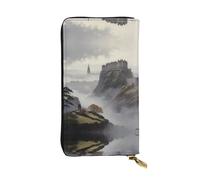 WZYWHJ Stylish Edinburgh Mist Prints Leather Wallet - Long Clutch for Women, RDurable Material, 12 Card Slots, Zipper Compartments