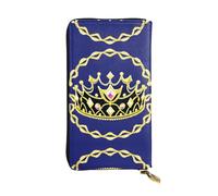 WZYWHJ Stylish Fantasy Tiara Printed Leather Wallet - Long Clutch for Women, RDurable Material, 12 Card Slots, Zipper Compartments, Black, One Size