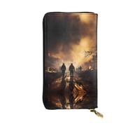 WZYWHJ Stylish Firefighters fighting fires Printing Leather Wallet - Long Clutch for Women, RDurable Material, 12 Card Slots, Zipper Compartments, Black, One Size