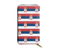 WZYWHJ Stylish Flag of Serbia Printed Leather Wallet - Long Clutch for Women, RDurable Material, 12 Card Slots, Zipper Compartments, Black, One Size