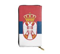 WZYWHJ Stylish Flag of Serbia Printing Leather Wallet - Long Clutch for Women, RDurable Material, 12 Card Slots, Zipper Compartments, Black, One Size