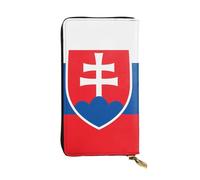 WZYWHJ Stylish Flag of Slovakia Printing Leather Wallet - Long Clutch for Women, RDurable Material, 12 Card Slots, Zipper Compartments, Black, One Size