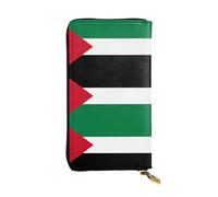 WZYWHJ Stylish Flag of the State of Palestine Printed Leather Wallet - Long Clutch for Women, RDurable Material, 12 Card Slots, Zipper Compartments, Black, One Size