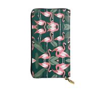 WZYWHJ Stylish Flamingo Picture Leather Wallet - Long Clutch for Women, RDurable Material, 12 Card Slots, Zipper Compartments