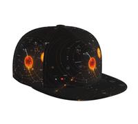 WZYWHJ Stylish Flat-Brim Baseball Cap Solar System Pattern Moisture-Wicking and Breathable Suitable for Daily use Sports and Travel Black
