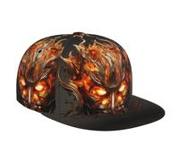 WZYWHJ Stylish Flat-Brim Baseball Cap The mask of Burning Flames Printing Moisture-Wicking and Breathable Suitable for Daily use Sports and Travel Black