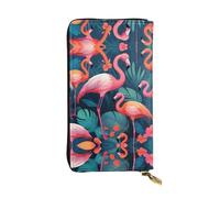 WZYWHJ Stylish Flock of flamingos Prints Leather Wallet - Long Clutch for Women, RDurable Material, 12 Card Slots, Zipper Compartments