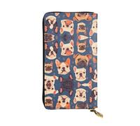 WZYWHJ Stylish french bulldog Prints Leather Wallet - Long Clutch for Women, RDurable Material, 12 Card Slots, Zipper Compartments