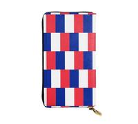 WZYWHJ Stylish French flag Printed Leather Wallet - Long Clutch for Women, RDurable Material, 12 Card Slots, Zipper Compartments, Black, One Size