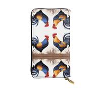 WZYWHJ Stylish French Roosters Printed Leather Wallet - Long Clutch for Women, RDurable Material, 12 Card Slots, Zipper Compartments, Black, One Size