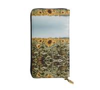 WZYWHJ Stylish Gorgeous sunflower Picture Leather Wallet - Long Clutch for Women, RDurable Material, 12 Card Slots, Zipper Compartments