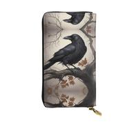 WZYWHJ Stylish Gothic Raven Prints Leather Wallet - Long Clutch for Women, RDurable Material, 12 Card Slots, Zipper Compartments