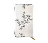 WZYWHJ Stylish Hand drawn orchid Prints Leather Wallet - Long Clutch for Women, RDurable Material, 12 Card Slots, Zipper Compartments