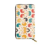 WZYWHJ Stylish hedgehog polkadot Pattern Leather Wallet - Long Clutch for Women, RDurable Material, 12 Card Slots, Zipper Compartments