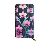 WZYWHJ Stylish Holographic Orchid Prints Leather Wallet - Long Clutch for Women, RDurable Material, 12 Card Slots, Zipper Compartments