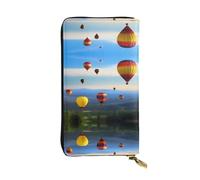 WZYWHJ Stylish Hot Air Balloon In The Sky Printing Leather Wallet - Long Clutch for Women, RDurable Material, 12 Card Slots, Zipper Compartments
