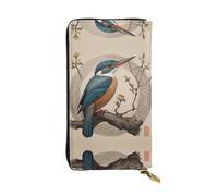 WZYWHJ Stylish Kate Kingfisher Prints Leather Wallet - Long Clutch for Women, RDurable Material, 12 Card Slots, Zipper Compartments