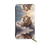 WZYWHJ Stylish Lamb with A Lion On The Clouds Printed Leather Wallet - Long Clutch for Women, RDurable Material, 12 Card Slots, Zipper Compartments, Black, One Size