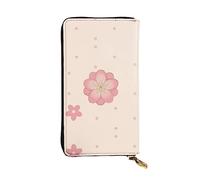 WZYWHJ Stylish Little cherry blossoms Printing Leather Wallet - Long Clutch for Women, RDurable Material, 12 Card Slots, Zipper Compartments, Black, One Size