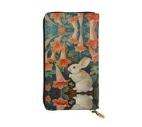 WZYWHJ Stylish Little rabbit under the morning glory Printed Leather Wallet - Long Clutch for Women, RDurable Material, 12 Card Slots, Zipper Compartments