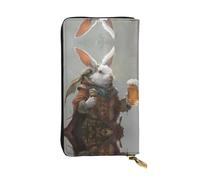 WZYWHJ Stylish Little white rabbit holding beer Printed Leather Wallet - Long Clutch for Women, RDurable Material, 12 Card Slots, Zipper Compartments
