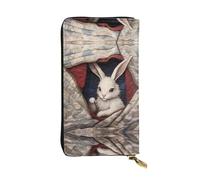 WZYWHJ Stylish Little white rabbit in the quilt Printed Leather Wallet - Long Clutch for Women, RDurable Material, 12 Card Slots, Zipper Compartments