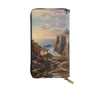 WZYWHJ Stylish Looking out to sea Printed Leather Wallet - Long Clutch for Women, RDurable Material, 12 Card Slots, Zipper Compartments