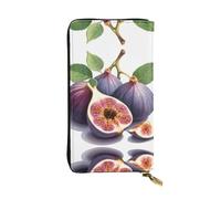 WZYWHJ Stylish Lovely fig Printed Leather Wallet - Long Clutch for Women, RDurable Material, 12 Card Slots, Zipper Compartments