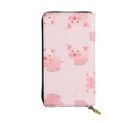 WZYWHJ Stylish lovely pink pig Pattern Leather Wallet - Long Clutch for Women, RDurable Material, 12 Card Slots, Zipper Compartments