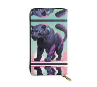 WZYWHJ Stylish Majestic Leopard Prints Leather Wallet - Long Clutch for Women, RDurable Material, 12 Card Slots, Zipper Compartments