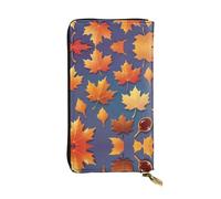 WZYWHJ Stylish Maple gradient leaves Prints Leather Wallet - Long Clutch for Women, RDurable Material, 12 Card Slots, Zipper Compartments