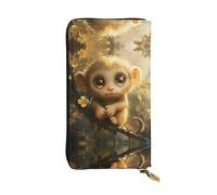 WZYWHJ Stylish Monkey with bright eyes Printed Leather Wallet - Long Clutch for Women, RDurable Material, 12 Card Slots, Zipper Compartments
