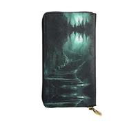 WZYWHJ Stylish Mysterious cave Printed Leather Wallet - Long Clutch for Women, RDurable Material, 12 Card Slots, Zipper Compartments