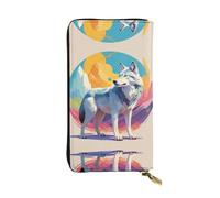 WZYWHJ Stylish National Geographic Wolf Prints Leather Wallet - Long Clutch for Women, RDurable Material, 12 Card Slots, Zipper Compartments