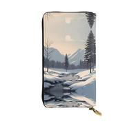 WZYWHJ Stylish Nordic simple snow scene Prints Leather Wallet - Long Clutch for Women, RDurable Material, 12 Card Slots, Zipper Compartments