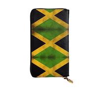 WZYWHJ Stylish Old Jamaican Flag Printed Leather Wallet - Long Clutch for Women, RDurable Material, 12 Card Slots, Zipper Compartments, Black, One Size