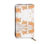 WZYWHJ Stylish Orange Cats Printed Leather Wallet - Long Clutch for Women, RDurable Material, 12 Card Slots, Zipper Compartments, Black, One Size