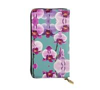 WZYWHJ Stylish Orchid branch Prints Leather Wallet - Long Clutch for Women, RDurable Material, 12 Card Slots, Zipper Compartments
