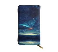 WZYWHJ Stylish Paper plane in the starry sky Printed Leather Wallet - Long Clutch for Women, RDurable Material, 12 Card Slots, Zipper Compartments